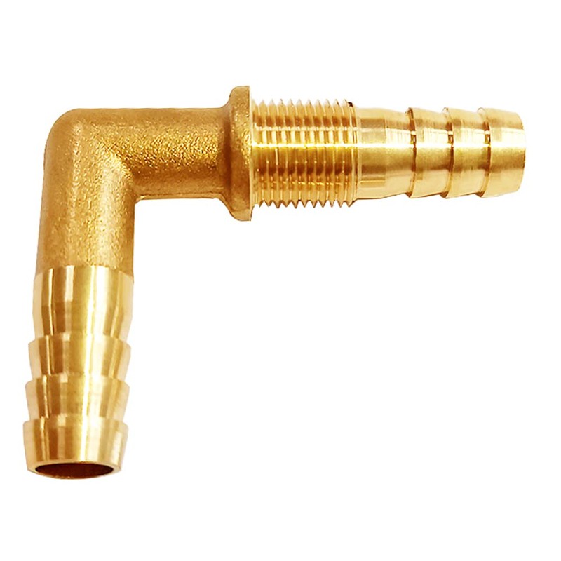 Uenede 2PCS Solid Brass 90°Elbow Barb Bulkhead Fitting 3/8”OD Barb