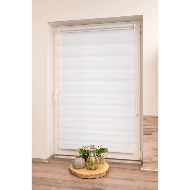 K-home Madrid Klemmfix Double Roller Blind, No Drilling Required, White,