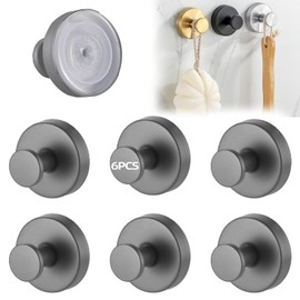 UTJCNVC Paquete de 6 Colgador de Toallas para Baño,Suction Cup Hooks Sin Perforaciones,Ganchos para Toallas desmontable,Adecuado para dormitorio,baño,sala estar,oficina,etc. (Gris)