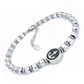 SAGA GIOIELLI® Men's Quadrell Steel Anchor Bracelet, 18 cm, Stainless Steel, Stainless Steel