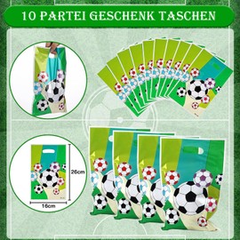 TECHEEL Football Children's Birthday Decoration, 10 x Bracelet Football + 10 x Football Theme Gift Bags + 10 x Pinball Game Football, Football Party Bag Boys for Birthday Party Football Theme Party