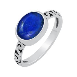 925 Silver Plated 3.10Cts Natural Lapis Lazuli Ring Size 6 For Women, Blue Stone September Birthstone Ring Jewelry Mother's Day Gifts For Wife