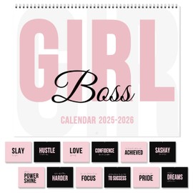 GuassLee 2025 Girl Boss Wall Calendar 18-Month Vertical Wall Calendar From 2025 Jul-2026 Dec, 14" X 11" Hanging Monthly Planner Wall with Motivational Quotes for Tired Women Home Ofiice Organizing