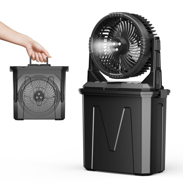 CCGIRU Portable Misting Fan with 9L Large Bucket, 20000mAh Rechargeable