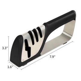 ShanSon Knife Sharpener with Non-slip Base 4 in 1 Stage Manual Sharpener,Ceramic Stone,Tungsten Carbide Plates and Diamond rods Ideal Kitchen Knife Sharpener for Professional and Home Chefs,Black