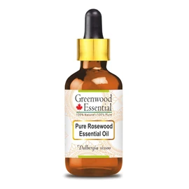 Greenwood Essential Pure Rosewood Essential Oil (Dalbergia sissoo) with Glass Dropper 100% Natural Therapeutic Grade Steam Distilled for Personal Care 10ml (0.33oz)