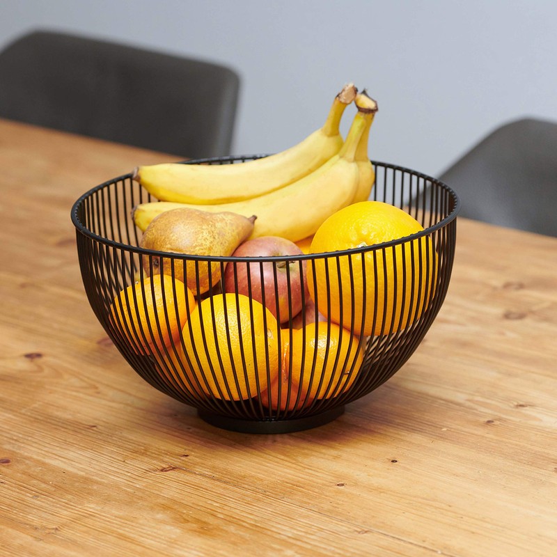 CALUTEA Modern Fruit Bowl // Metal // Round Black //