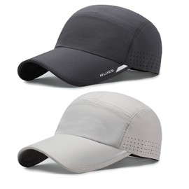 TAGVO Baseball Cap Men Women Pack of 2 Foldable Performance Adjustable Fit Baseball Cap, Drying and Breathable Running Sports Cap with Sweatband Mesh, Sun Hat for Outdoor Golf Tennis Cap, Dark grey