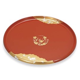 Mitani M17254-6 Yamanaka Lacquerware Bon Vermilion, 10.6 inches (27 cm), Yamanaka Lacquerware, Plum Blossom 9.0, Round Tray