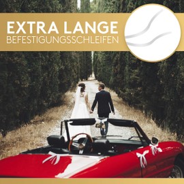 Fairytale Wedding © Wedding Car Decoration with 50 Beautiful Satin Antenna Bows White - Car Bows Wedding as Car Jewellery Wedding Decoration - Antenna Bows Wedding for Bridal Car Decoration, stainless