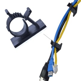 Viaky 30 Pcs Black Clips Self Adhesive Backed Nylon Wire Adjustable Cable Clips Adhesive Cable Management Drop Wire Holder