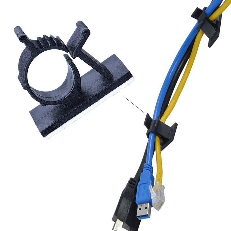 Viaky 30 Pcs Black Clips Self Adhesive Backed Nylon Wire