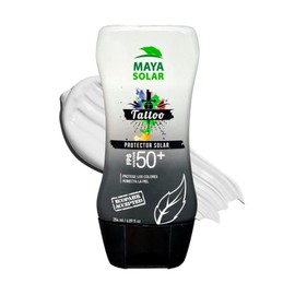 Maya Solar Bloqueador para Tattoos FPS 50+ | Triple Acción Especializada | Hidratación Intensiva | Previene Decoloración UV | Ingredientes Naturales y