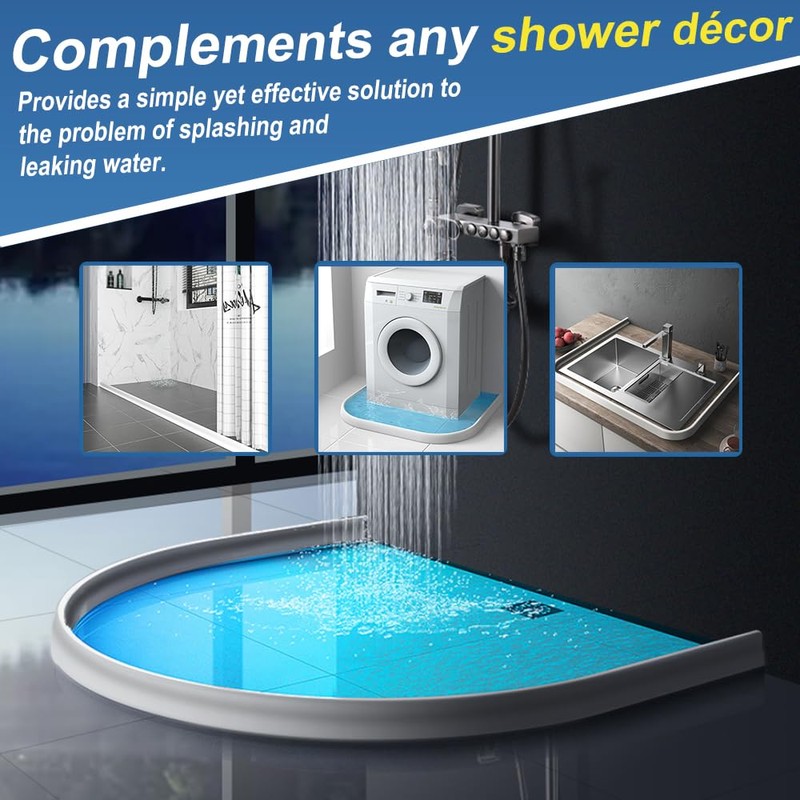 KRUI Collapsible Shower Threshold Water Dam, 118In, Self Adhesive Shower