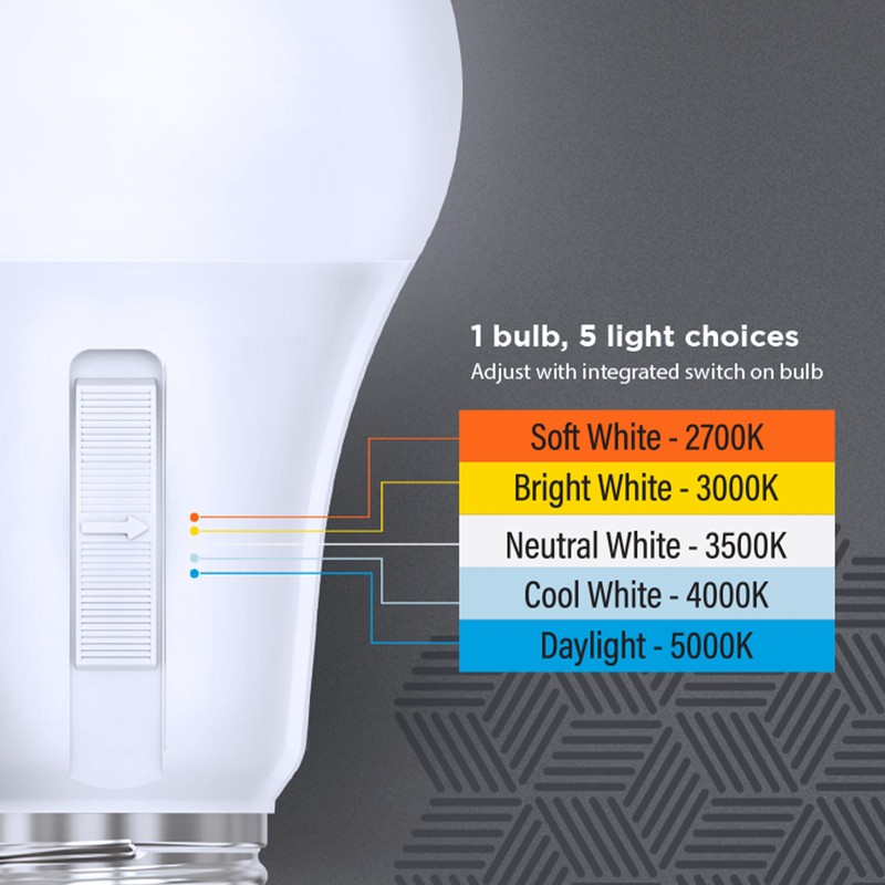 Feit Electric LED Dusk-to-Dawn Light Bulb, A19 60W Equivalent, 5CCT,