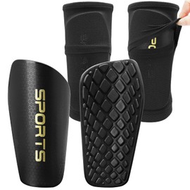 Kritlife Shin Guard with Leg Sleeve, Leg Guards, Leg Guards, For Adults, Children, Absorbent, Breathable, Injury Prevention, Juniors, Kids, Soccer Wear, Futsal, Sports Supporter Set, Unisex, With Calf Sleeve (L(66.9 - 74.8 inches (170 - 190 cm), Black)