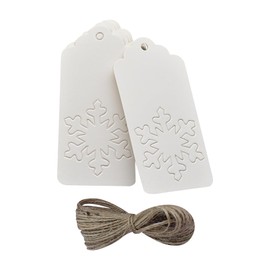 100 Pcs Paper Gift Tags Snowflake Hanging Labels Christmas Name Tags Blank Price Tags Hollow Kraft Paper Tags with Twine for Holiday Crafts White