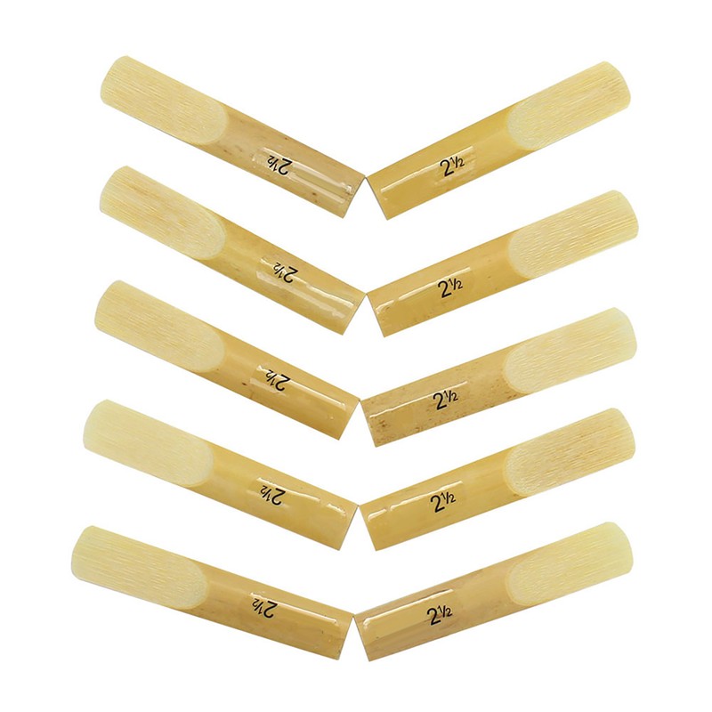 LADE 10Pcs Bamboo Reeds Strength 2.5 for Alto bB Sax