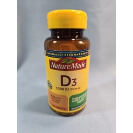 Nature Made Vitamin D3, 100  Vitamin D 1000 IU 25 mcg Exp 7/26