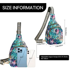 Qceqkul Galaxy Mandala Small Leather Sling Bag for Women Casual Crossbody Bag Fashion Shopping Sling Backpack Waterproof Adjustable Strap
