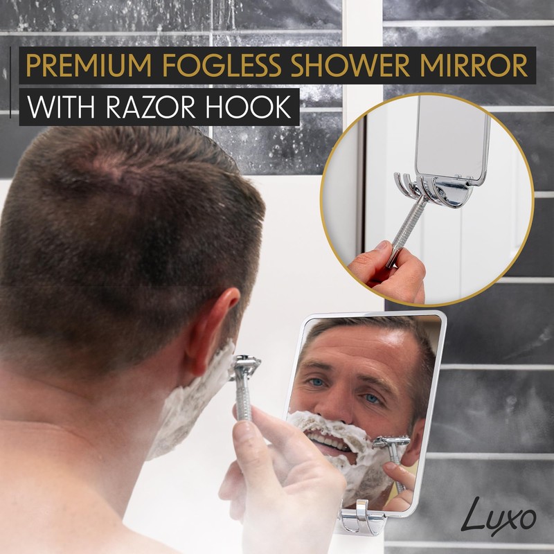 Luxo Shower Mirror, Shower Mirror fogless for Shaving with a