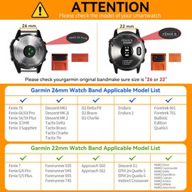 chinbersky Quickfit 26 mm Loop Nylon Bracelet for Garmin Feinx 6x/5x/5X Plus/7x Bracelet, Fabric Adjustable Stretchy Replacement Strap for Garmin Fenix 6X Pro/3/3 HR/Descent MK1/Mk2/Mk2S/Enduro/Enduro