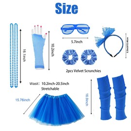 80s Outfit For Women Party 80's Accessories Blue Tutu Spirit Day Costume 70s 90s 1980s Neon Leg Warmers