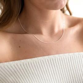 Materia #K32 Women’s Silver Necklac, Fine 925 Silver, 1 mm Curb Chain, Jewellery, 40–120 cm, Silver, No Gemstone