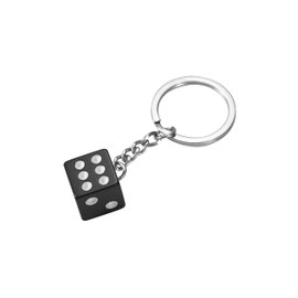 Komonee Black Dice Key Chain Novelty Keyring Casino Playing Game Keychain Fun Car 6 Sided Die Lucky Charm Key Ring For Men and Women (Pack of 3)