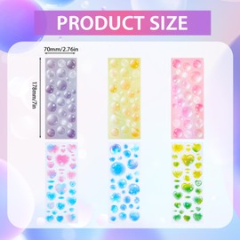 NICENEEDED 12 Sheets Colorful Bubble Deco Stickers, Self Adhesive Kpop Korean Decal, Craft Sticker Kits for Photocards Craft Scrapbook Making Albums