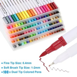 80 Colors Dual Tip Art Markers for Adult Coloring - Aesthetic Cute Preppy Stuff School Supplies, Pens With Fine and Brush Tips for Lettering Cards Drawing Artist (White Barrel)