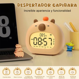 BUMOKO Reloj Despertador Digital, Despertador Electronico LED, Hora 12 / 24H, Fecha, Temperatura Pantalla, para Dormitorio, Oficin,Decoración para Niños y Niñas