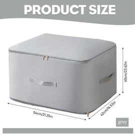 Yuqilin Space-saving compressing organiser, self-compressing organiser, storage bag, duvets, bed linen, duvets, storage bag, large, 54 x 42 x 60 cm, for duvets, clothes (grey)