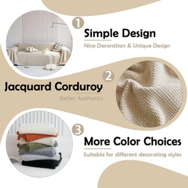 HANDONTIME Corduroy Sofa Covers for Kids Light Khaki Couch Slipcover Jacquard Sectional Couch Covers Cozy Couch Cover Couch Protector Chenille Sofa Covers Washable Couch Protector, 71" X118"