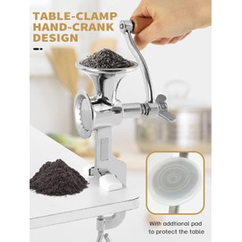 Moongiantgo Grain Mill Hand Poppy Seed Grinder Mill Stainless Steel Coarseness Adjustable Table Clamp Hand Crank 50g Small Hopper for Pepper Wheat Barley Soybeans Chickpeas Bird Feed