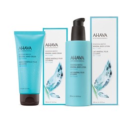 AHAVA Sea-Kissed Hand & Body Care Set – Includes Hand Cream (100ml) & Body Lotion (8.5 Fl.Oz) | Enriched with Dead Sea Minerals, Magnesium & Refreshing Sea-Kissed Fragrance