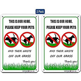 Eletina This is Our Home,Discreet, Polite, NO Poop, NO Pee,Pooping Be Respectful Dog Sign,Please Keep Your Pets And Their Waste Off Our Grass,Yard Aluminum Sign 8x12 Inches(2pack)