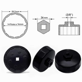 EASE2U E 74mm 14 Flute Oil Filter Wrench Fit for Benz, Sprinter, VW, Mazda, and More – Also Fits for Select Mobil1, Mahle and Other Aftermarket Filters