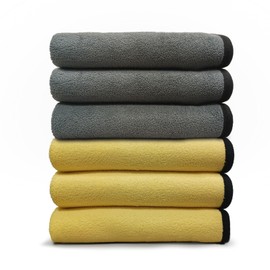 VPD Microfiber Coral Fleece Towels - Dark Yellow, Ultimate Car Drying Towels, Extra Large, Super Absorbent, Lint and Scratch Free, Perfect for Car Wax Polishing (6, 15.75" by 23.5")