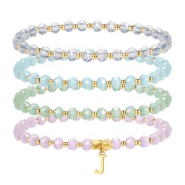IEFWELL Crystal Bracelet for Teen Girls - Jewelry for Girls 8-12 Initial Bracelet for Teen Girls Charm Bracelet for Teen Girls Bracelets Letter J Bracelets for Girls Jewelry for Teen Girls Gifts