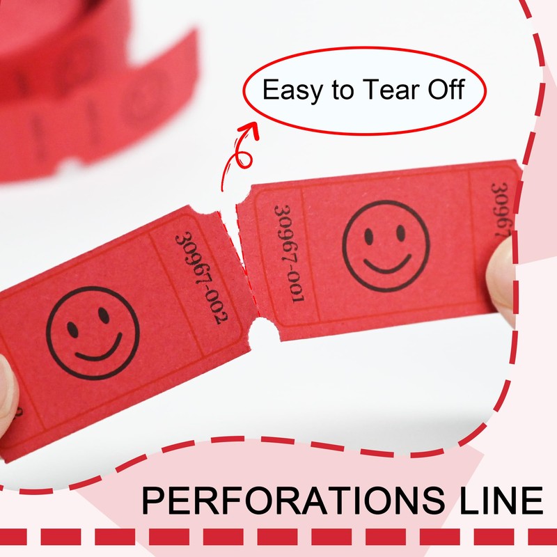 L LIKED 500 Raffle Tickets, Smile, Red (6 Color Selection),