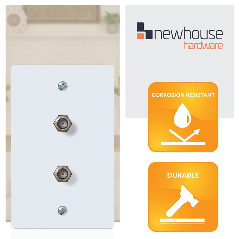Newhouse Hardware 2-Port TV Cable Wall Plate, F Connector, for