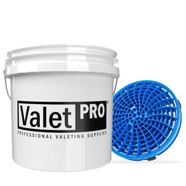detailmate Car Wash Set: ValetPRO Wash Bucket 3.5 Gallon (Approx. 13 L) White with Detail Guardz Dirt Lock Wash Bucket Insert Blue for Scratch-Free Hand Wash
