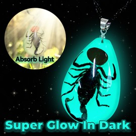 Handmade Resin Necklaces For Women Men Bug Necklaces Real Black Scorpion Necklaces Glow In The Dark Necklaces Braided Leather Necklace Weird Charm Pendant Necklaces Waterproof Woven Wax Rope Necklace