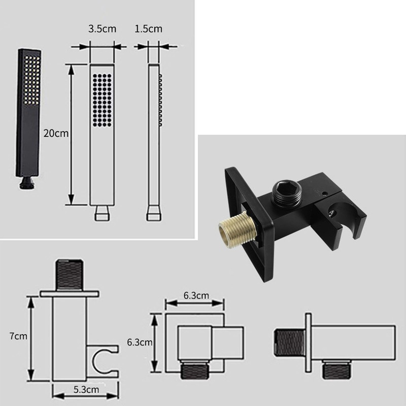 Wall Mounted Shower Set Black High Pressure Shower Head with