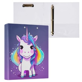 GOODOLD Cute Unicorn Versatile Binders 1.5-Inch 3 Ring Binder with Clipboard, Office/Home Ready, Round Ring, Holds 200 Sheets, 1-Pack