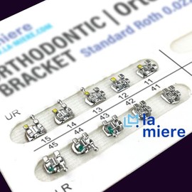 LA MIERE 20Pcs Brackets Metálicos Ortodónticos Brackets Dentales Estándar Mbt 0.022 Ranura Bondable, 3-4-5 Con Gancho 20 Unids/Paquete, 1Pk