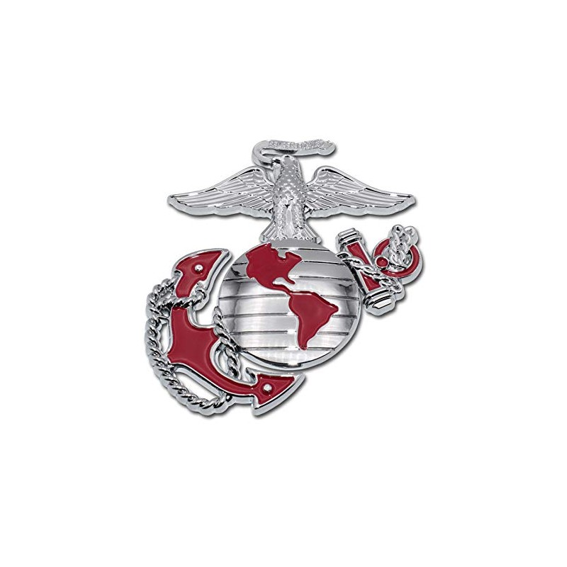 Elektroplate Marines Premium Anchor Red Chrome Auto Emblem
