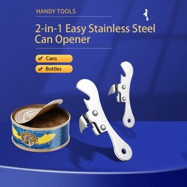 NACOLUS Can Opener Manual Stainless Steel Camping Can Opener, Portable Bottle Opener (2 Pieces)