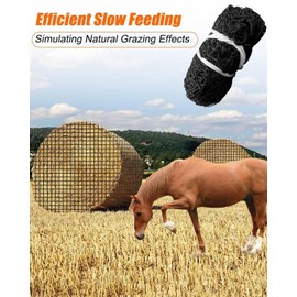MQLPXI 6x6Ft Round Bale Hay Net, Knotless Slow Feeder Hay Net Fits Round Bales 4x4 5x5 6x6ft and Square Bales 3x3x8 4x4x8 5x5x8ft for Horses Cattle Sheep with 1.75in Holes